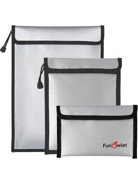 Fireproof Waterproof Document Bag Set - 3 Pack Zipper Organizer for Papers